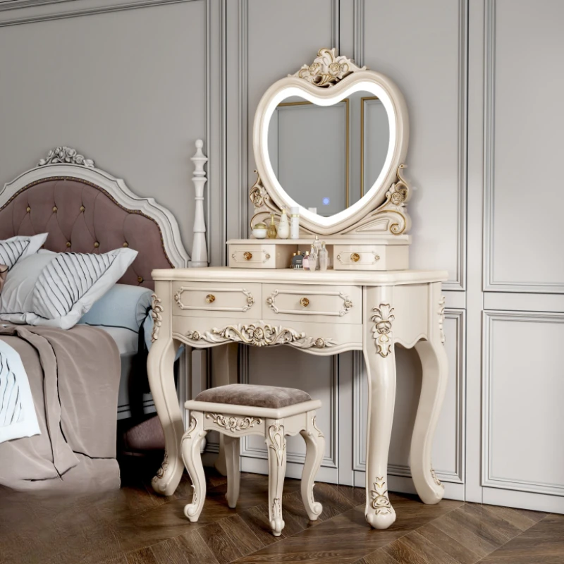 Nordic Modern Dresser Luxury Desings Wood European Storage Dressing Table Mirror Princess Coiffeuse De Chambre Dresser Furniture