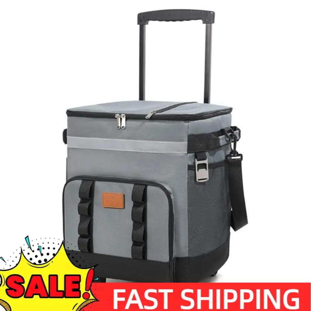 

Insulated Rolling Cooler Bag Leak Proof Large Thermal Food Delivery Box Detachable Food Storage Container for Travel BBQ
