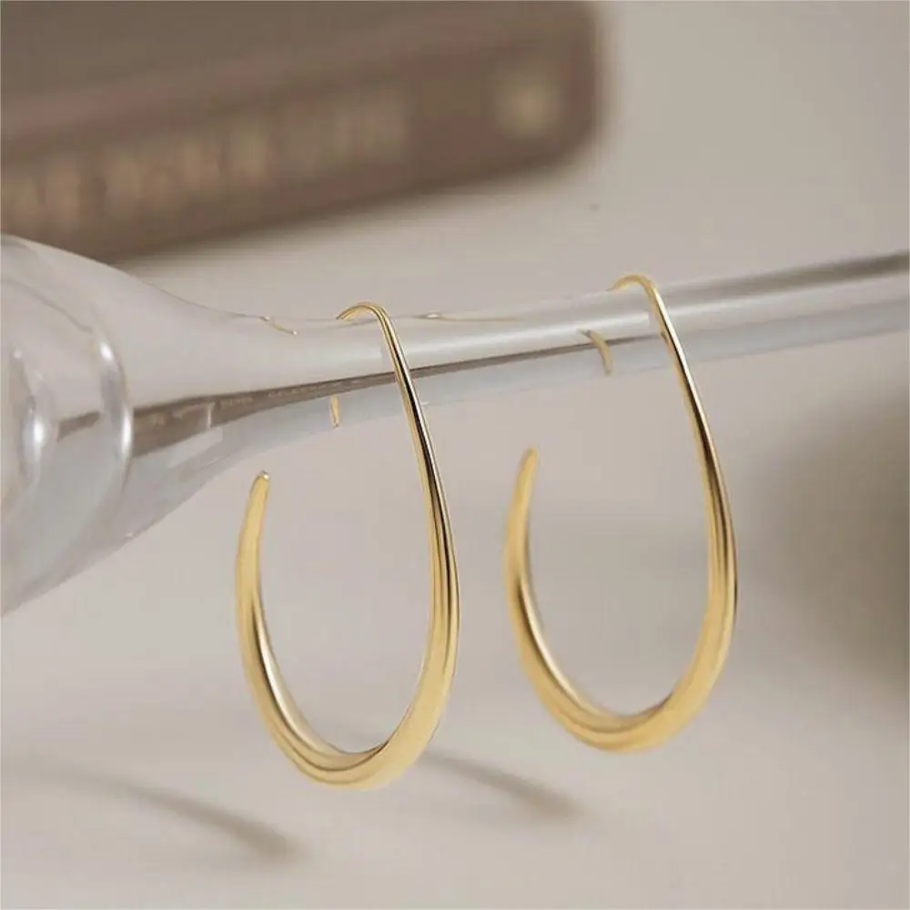 Minimalist Gold Color Chunky Hoop Earrings for Women Geometric Circle Punk Ear Jewelry Party Gifts Luxury Korean Copper Earring