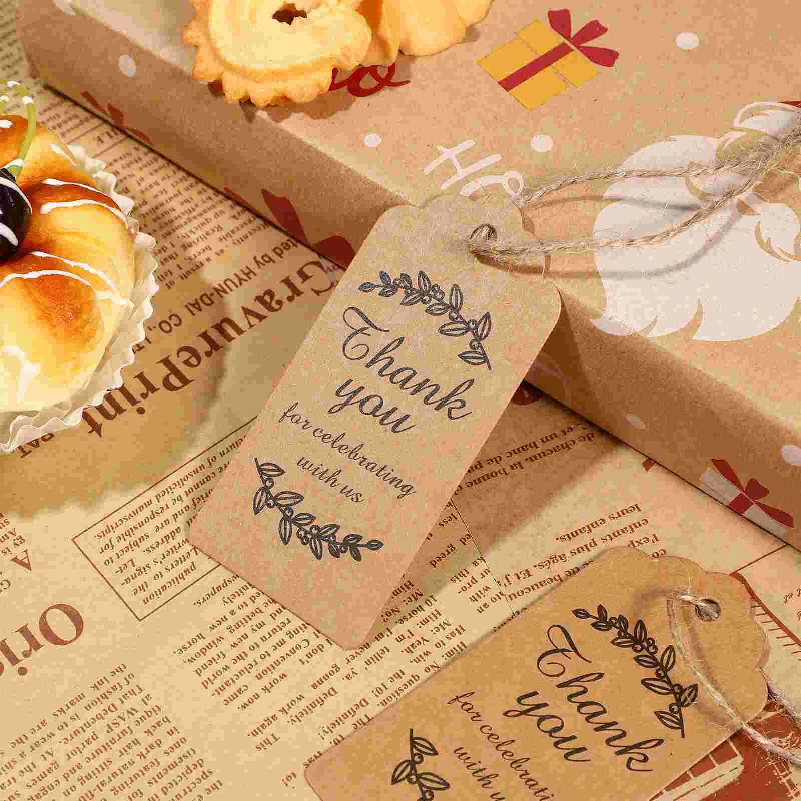 100pcs Kraft Paper Gift Tags Gift Wrapping Labels Wedding Birthday Party Gift Wrapping Crafts Gift Tags with String