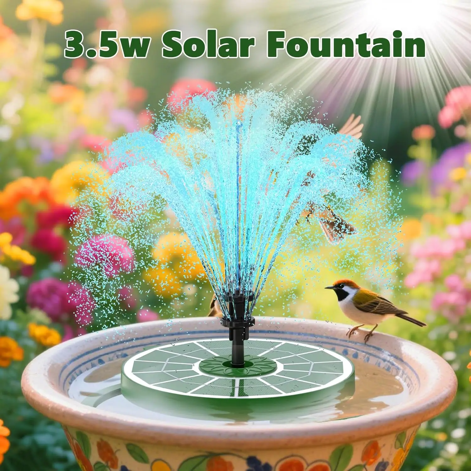 

3.5W Solar Fountain Pump for Bird Bath Floating Solar Water Fountain Kit Bracket for Garden, Pond Pool Water Feature and Outdoor