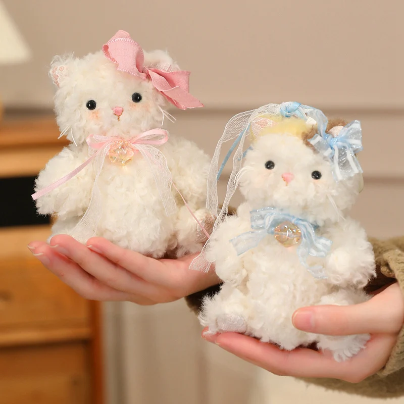 Creative Arm Head Mobility Couple Little Cats Plush Toys Cute Soft Stuffed Animals Kitten Plushies Dolls Couple Wedding Gifts