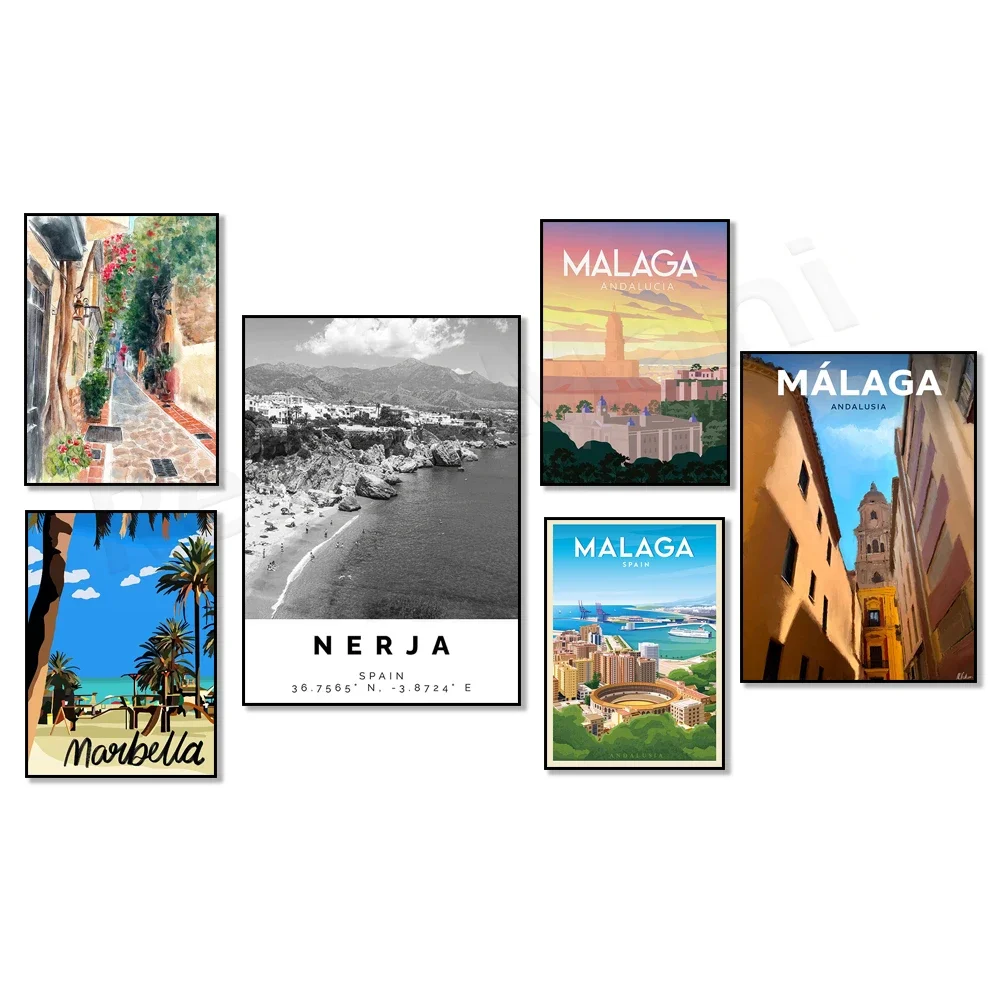 Malaga Andalusia Spain, Nerja photo, Mijas Pueblo Costa del Sol, Andalusia, Malaga travel poster, flamenco art, Seville poster