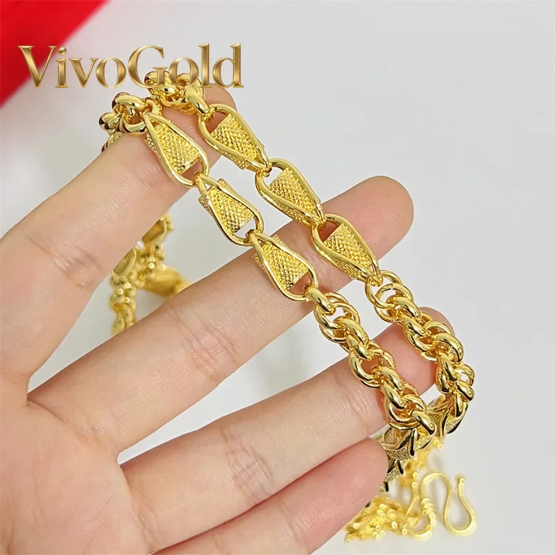 

VivoGold9999 24K ювелирные изделия из настоящего золота, кольцо-пряжка из пеньковой веревки, ожерелье для мужчин и женщин, модные аксессуары, цепочка