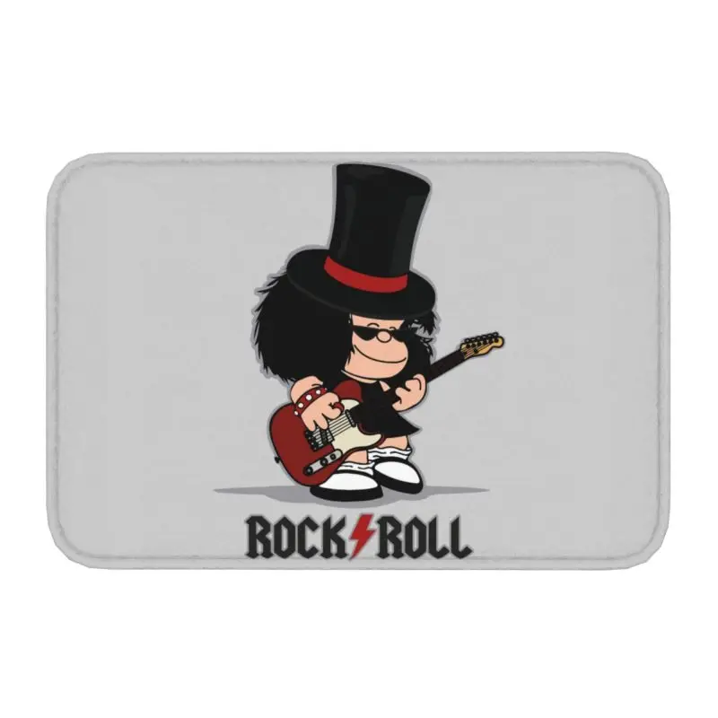 Comic Mafalda Rock Guitar Door Floor Kitchen Bathroom Mat Anti-Slip Indoor Cartoon Quino Manga Doormat Entrance Rug Carpet