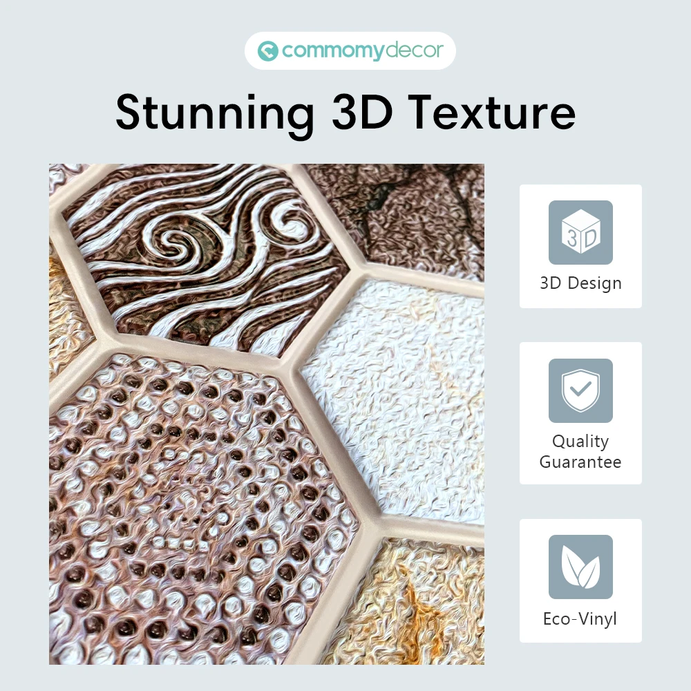 Imagem -03 - Tile Boho Auto-adesivo para Cozinha Painel de Parede Peel And Stick Adesivo Impermeável Mais Grosso Backsplash Hexagonal 3d 10 Pcs