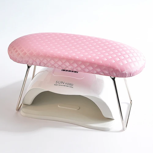 Imagen 2 del producto Almohada de mano de cuero impermeable a cuadros rosa/blanco, cojín para reposabrazos, almohadilla de soporte para muñeca para decoración de uñas, soporte de almohada suave para salón de manicura