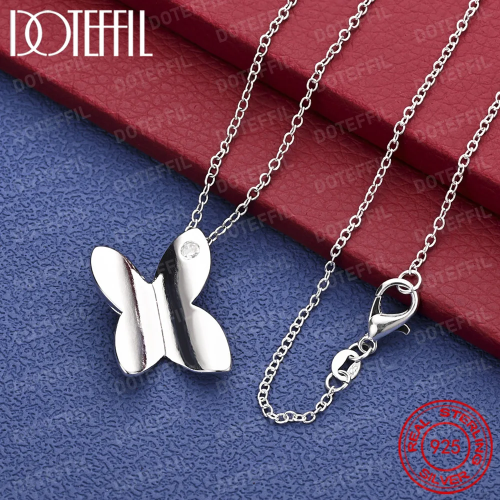 

925 Sterling Silver Exquisite Butterfly Pendant Necklace Women Fashion Wedding Engagement Party Jewelry Gift