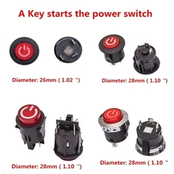 One button start switch for children's electric car 3-pin power switch for baby battery car