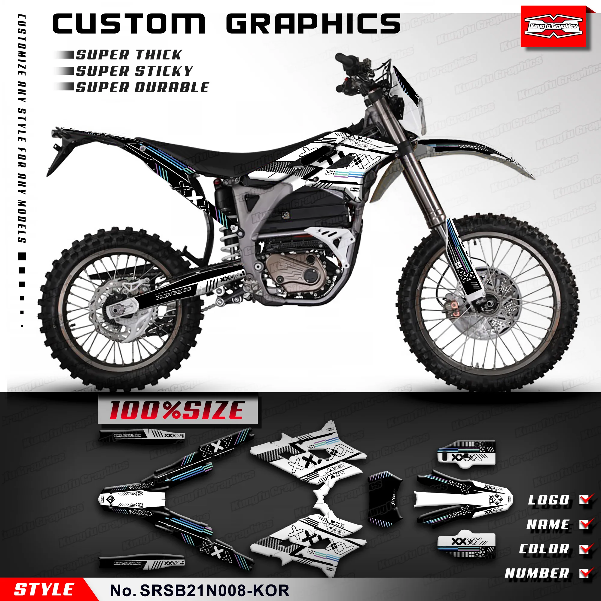 

KUNGFU GRAPHICS Stickers Dirt eBike Wrap Kit Deco Vinyl Graphics Decals for Storm Bee , Dirt Bike Stickers