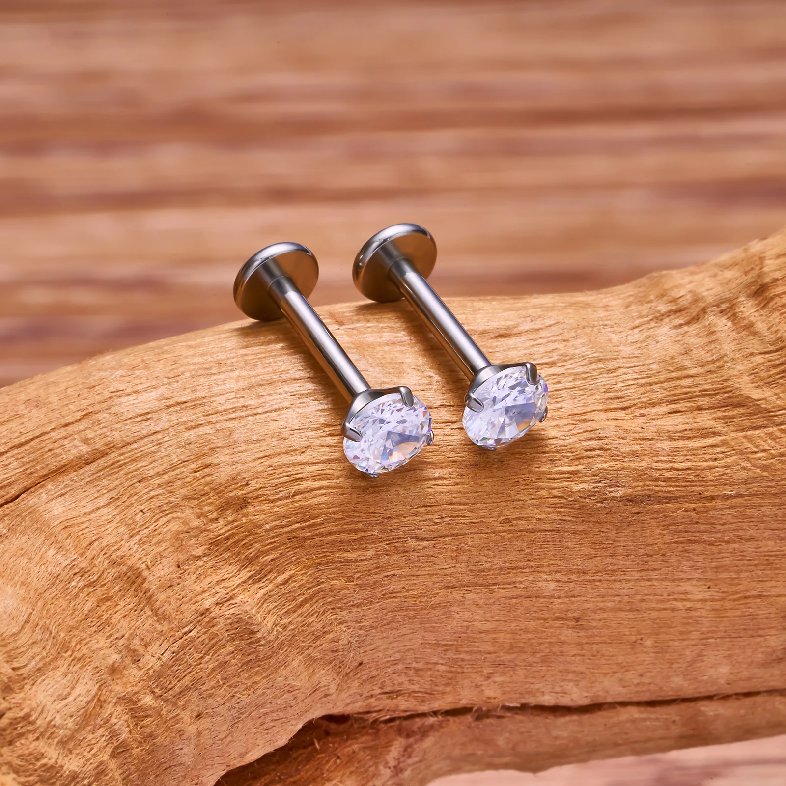 2 Stück Titan 16g Lippe Labret Piercing Kristallkugel Monroe Lippen Ohrstecker Helix Conch Tragus Knorpel Ohrringe 2/3/4mm CZ Körperschmuck – Detail 9
