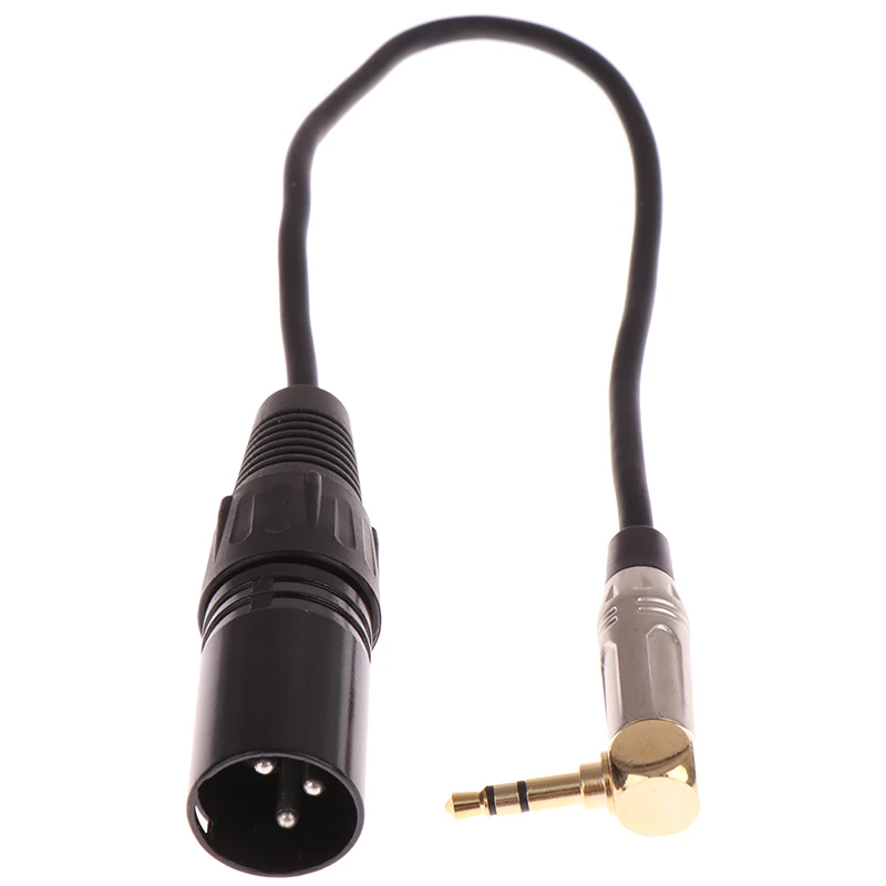 30cm XLR 3-pinowy męski na 90 stopni kolanko 3.5mm wtyczka Stereo przewód Audio Adapter mikrofon kabel TRS Jack 3.5 z męskiego na męskie