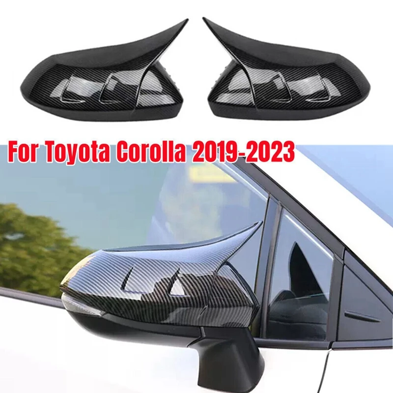 

Carbon Fiber Color OX Horn Side Door Rearview Mirror Cover Trim Cap For Toyota Corolla 2019-2023