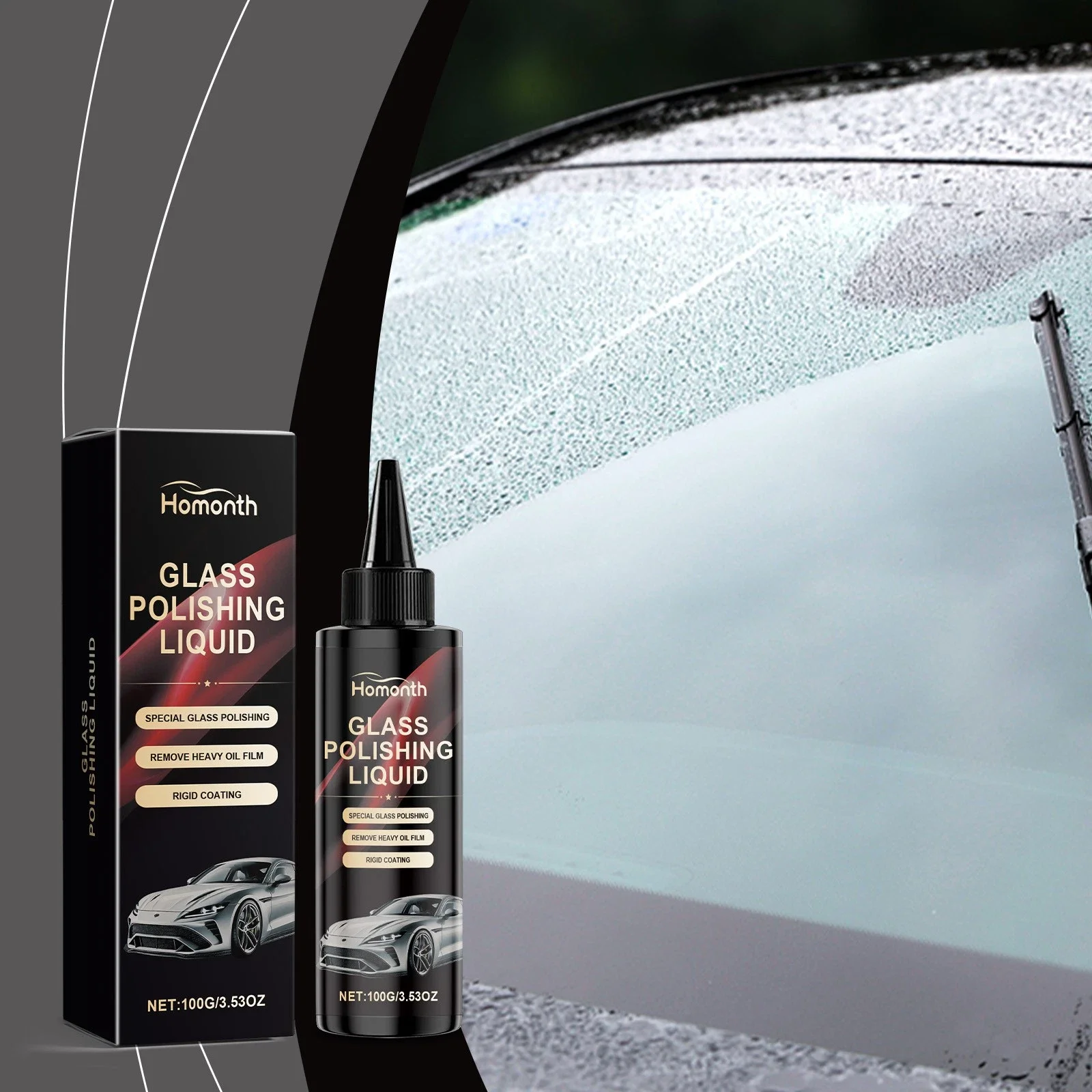 Liquide de polissage de vitres de voiture, 1 à 3 ensembles, nettoyage des taches d'eau, Anti-buée, Solution d'entretien du verre de voiture, vernis pour voiture