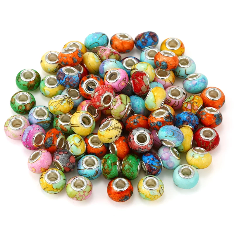 10/50/100Pcs/Lot Crystal Murano Glass Beads Charms Fit Brand Europe Bracelet Necklaces For Women Jewelry Mixed Random Delivery