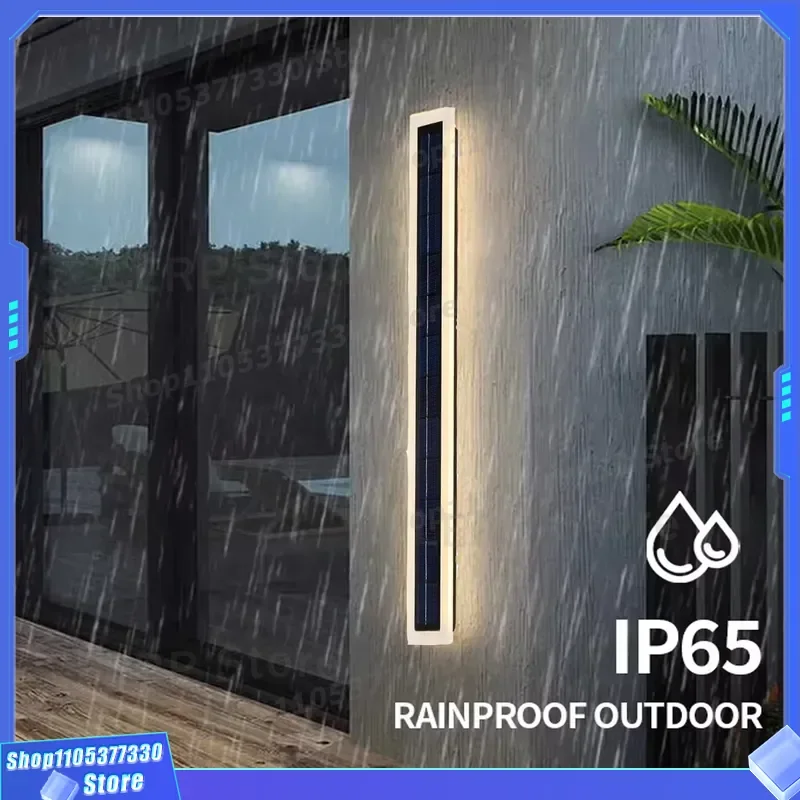 5W 6V Solar Strip Wall Light IP65 Waterproof Outdoor Garden Linear Lamp High Efficiency Energy Saving Exterior Lighting
