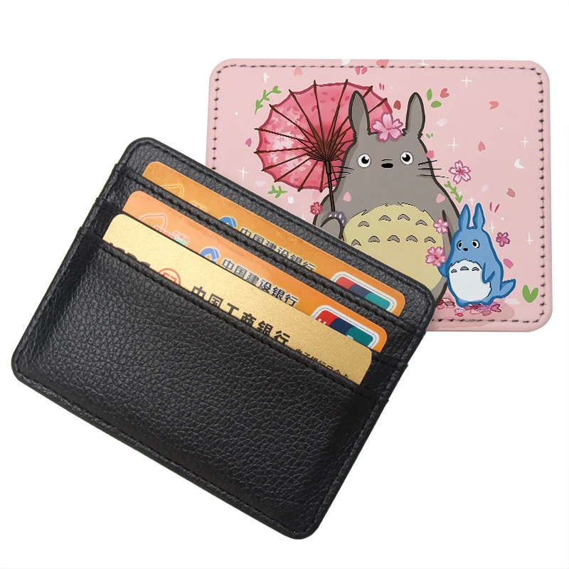 Totoro Thermal Sublimation Card Sleeve Female Male Credit Cards Holder Woman Man Anime PU Wallet ID Card Pack Passport Cards Bag