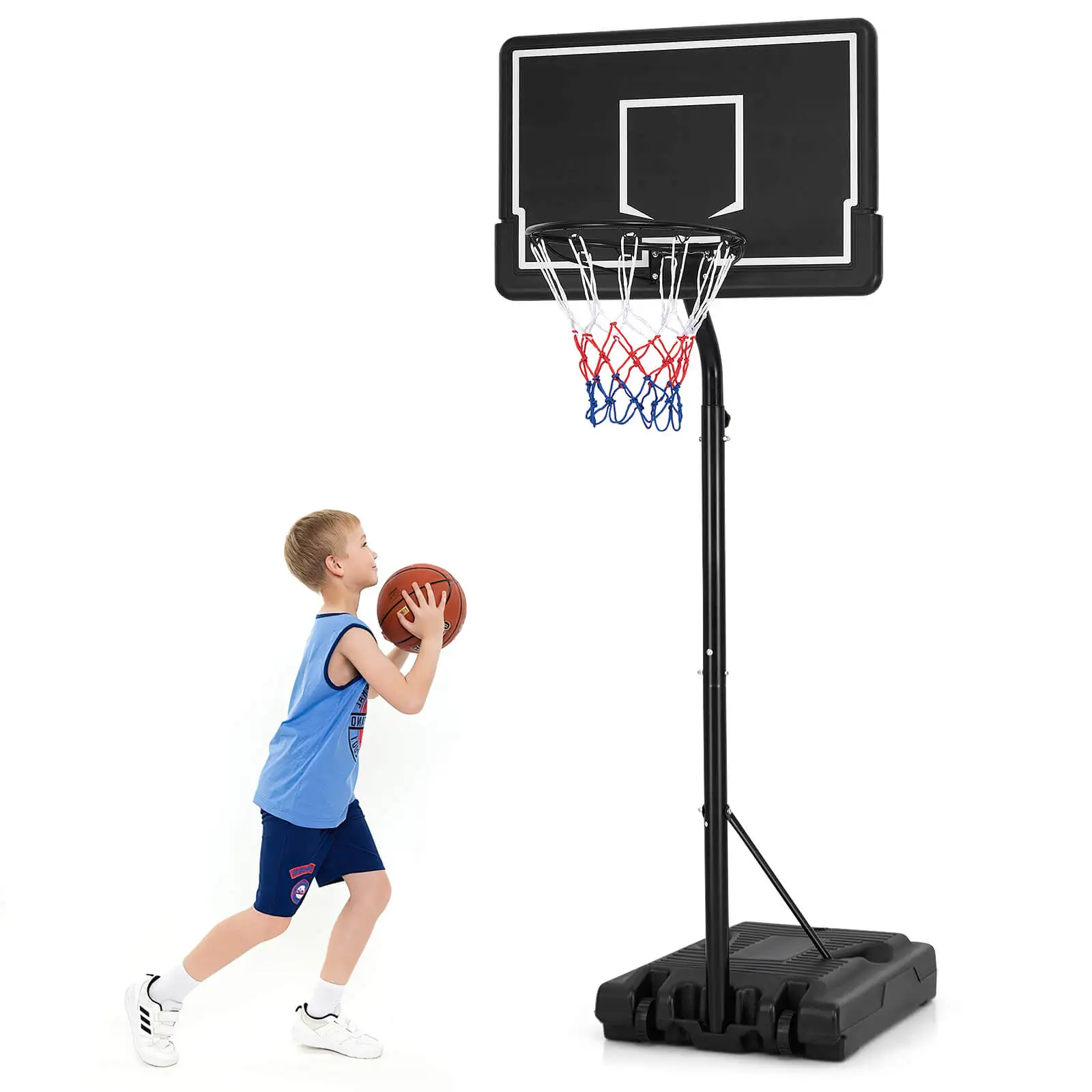 

6.9-8.5 FT Portable Outdoor Basketball Hoop w/ Shatterproof PC Backboard