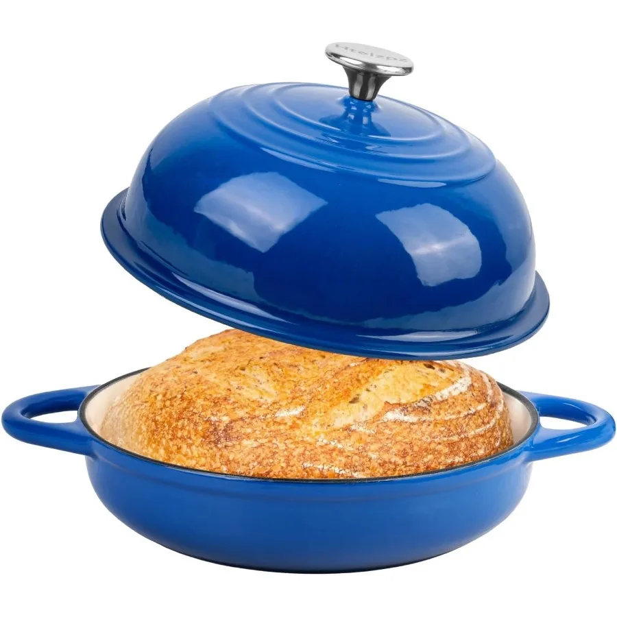 

5.4 Quart EnamelCoated Cast Iron Dutch Oven for Bread Baking and Sourdough Preparation OvenSafe Up to 500F Ideal for Home Baker