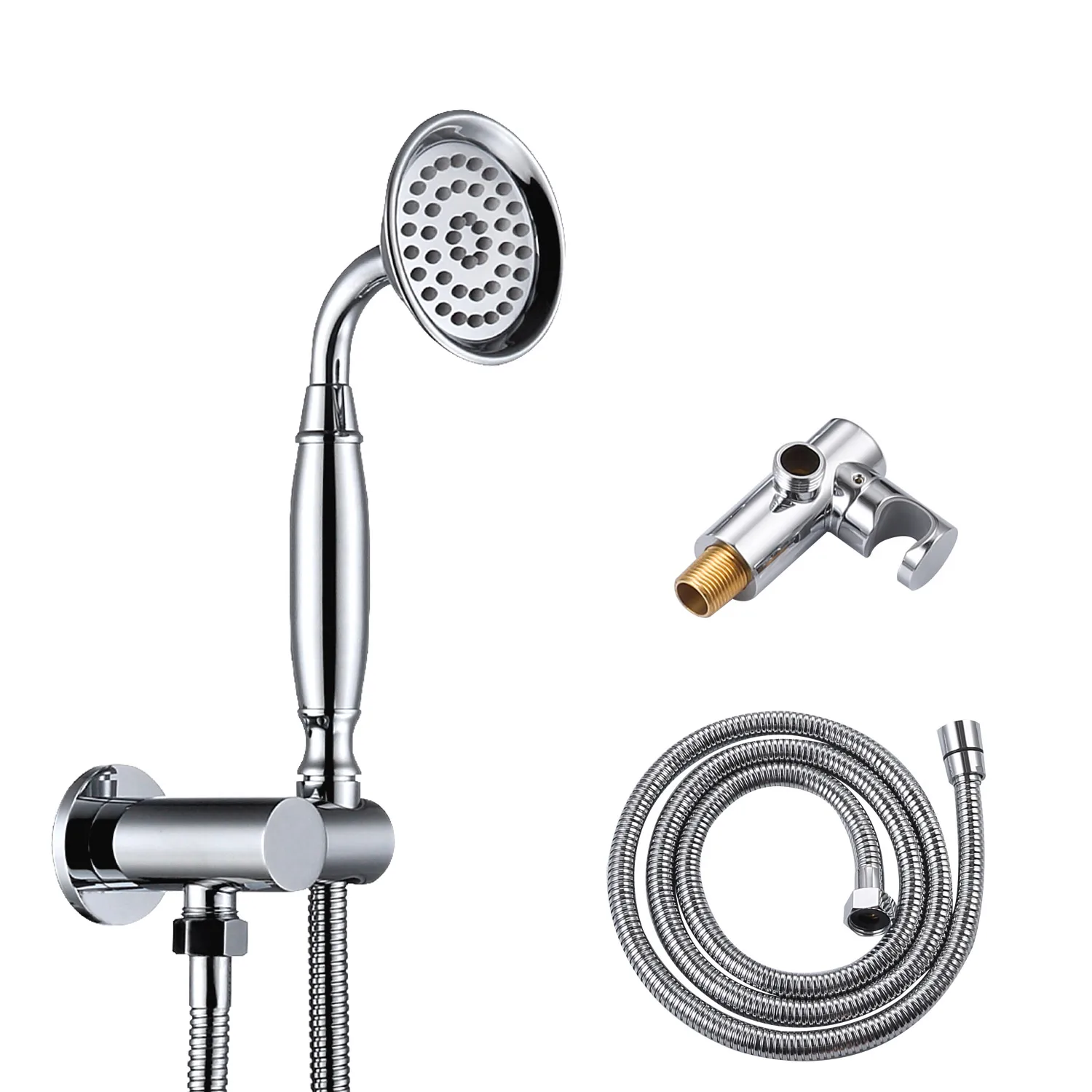 

Antique Brass Handheld Shower With Holder High Pressure Hand Shower Head Vintage Telephone Shaped Sprayer Long Hose