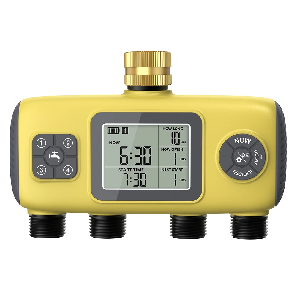 

2025Digital Water Timer Irrigation Automatic Watering Controller Timed Watering Device Garden 4 Outlets Intelligent Timer