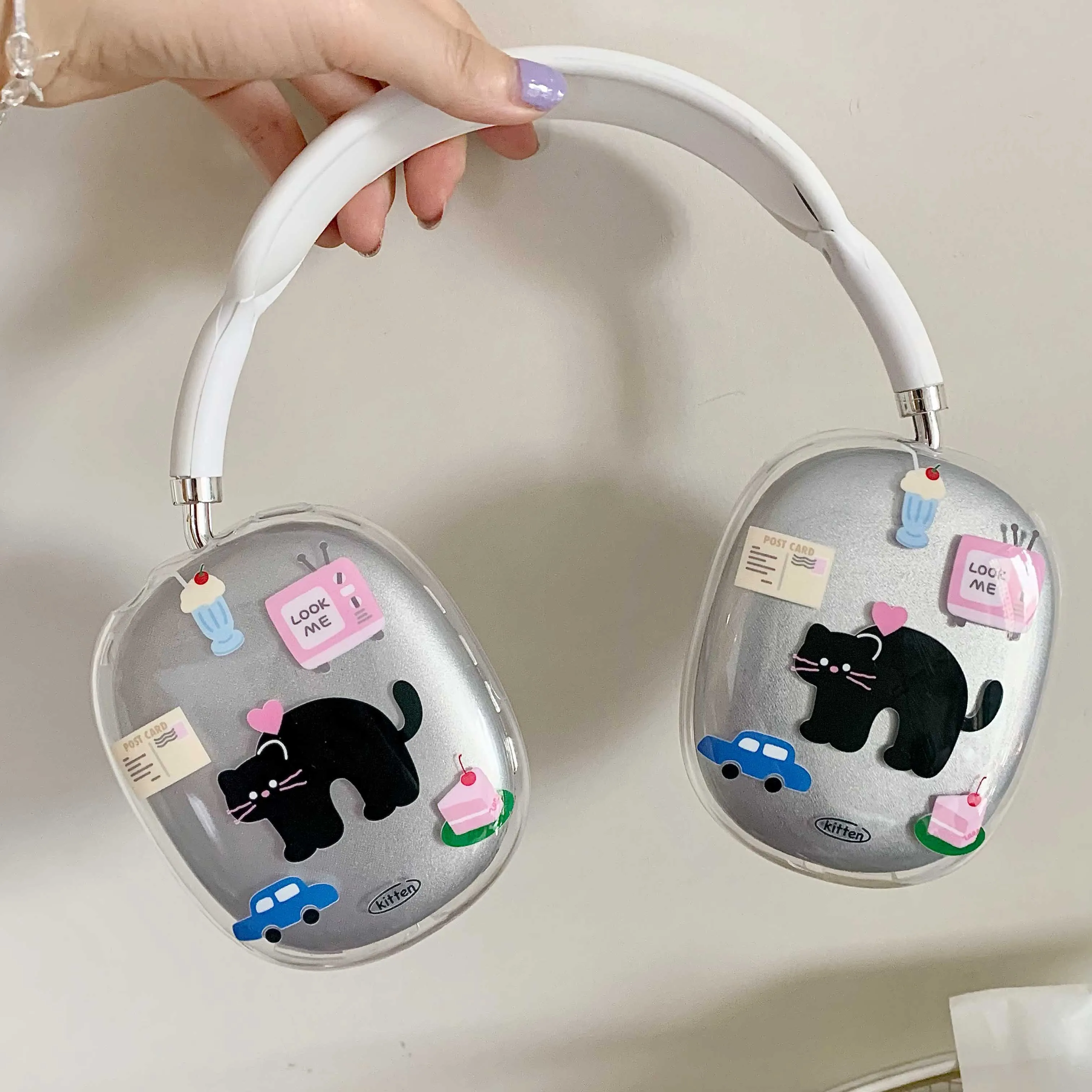 Cute cat car animal cake ins earphone case for apple airpods max cartoon headphone cover for airpodmax headset capa