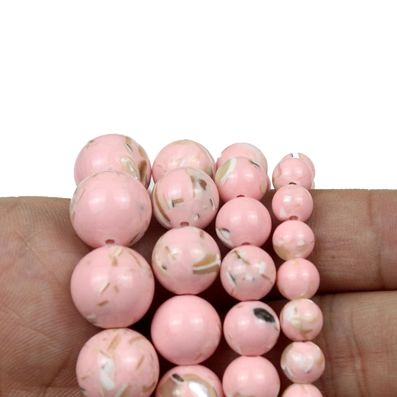 Natural Light Pink Howlite Turquoises Stone Beads For Jewelry Making6/8/10/12mm Round Loose Spacer Beads fit Diy Bracelet Neckla
