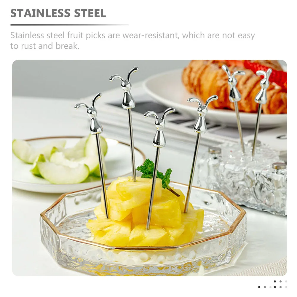 

1 Set Stainless Steel Rabbit Fruit Picks Bunny Dessert Picks For Fruits Cakes Snacks Appetizers Metal Party Supplies Kitchen Bar