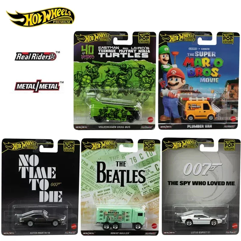 Ufficiale Hot Wheels Premium Car Pop Culture ragazzi giocattoli 1:64 Diecast Volkswagen Drag Bus Van Aston Martin Hiway Hauler modello Lotus