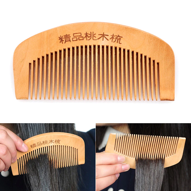 Natural Peach Wood Comb Close Teeth Anti-Static Head Massage Beard Hair Care Tool Beauty Accessories Barber Women'S Hairdres