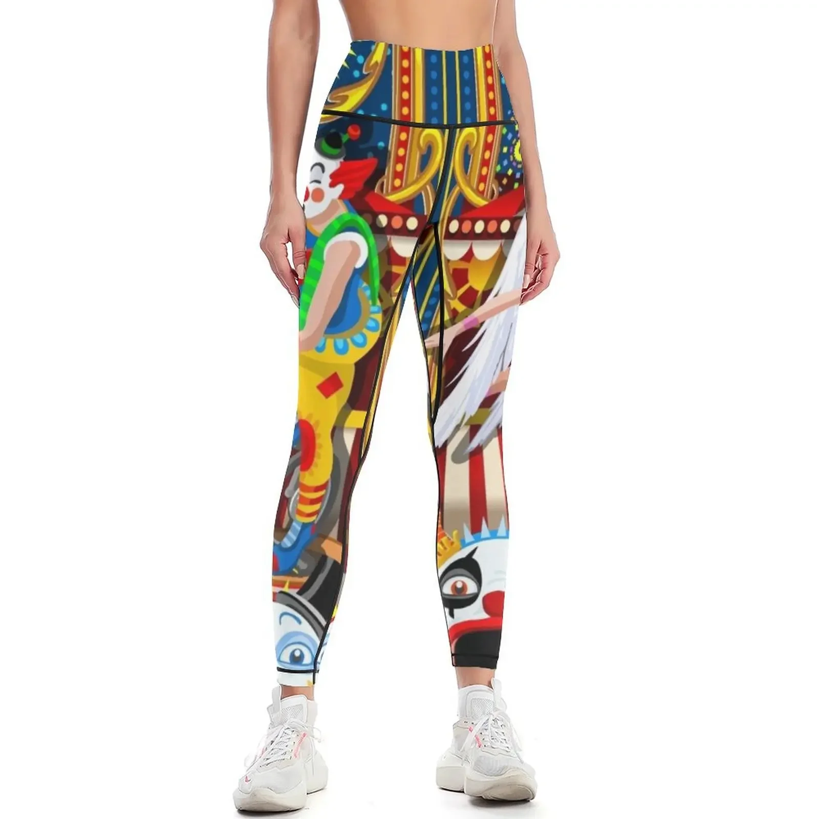 

Carnival Circus Amusement Family Theme Park Illustration Leggings Golf wear gym womans sport set jogging pants Womens Leggings