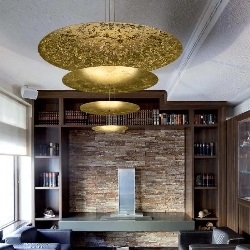 

Italian designer living room dining room pendant light creative modern luxury personalized villa hanging gold foil pendant light