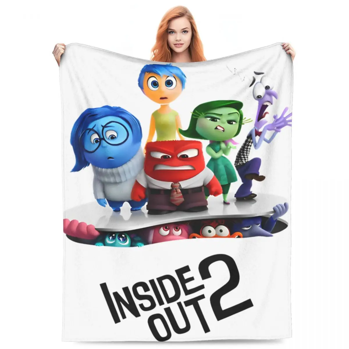

Одеяло с героями мультфильмов Inside Out 2, мягкое забавное плюшевое одеяло для дивана-кровати, самолета, путешествий, фланелевое покрывало, покрывало для кровати
