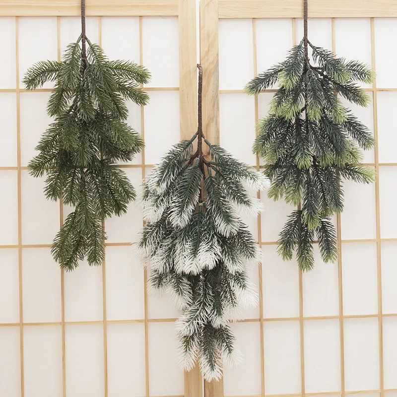 Plastic Artificial Hanging Wall Plant Pine Tree Branch Home Party Wedding Christmas New Year DIY Decor Xmas Tree Accessory Cheap