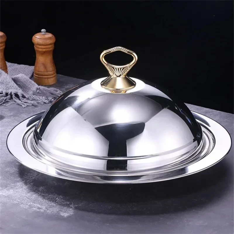 Big Dinner Dessert Lid Salad Dinnerware Seafood Lobster Serving Dish Round Plate With Dome Cover Steak Tray