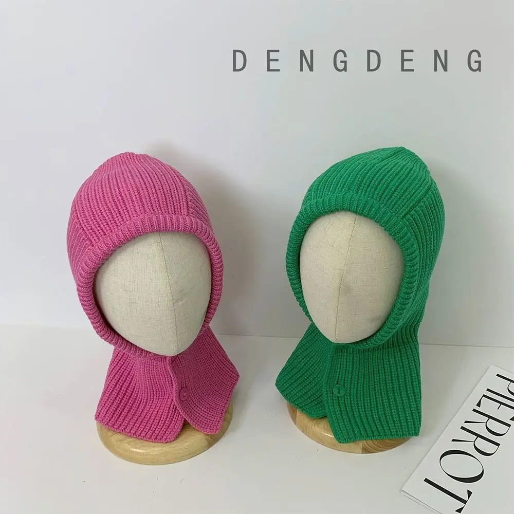 

Сплошная цветная шапка-балаклава, теплая вязаная шапка в корейском стиле с капюшоном, модная полосатая шапка с капюшоном