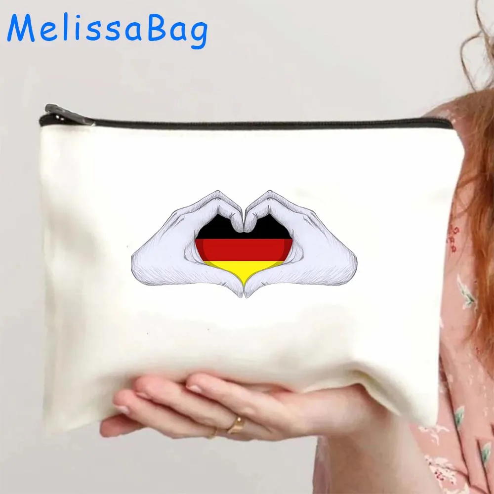 Belgium Cyprus Denmark Estonia France Germany Iceland Ireland Italy USA Spain Sweden Flag Cosmetic Makeup Bags Pencil Case Pouch