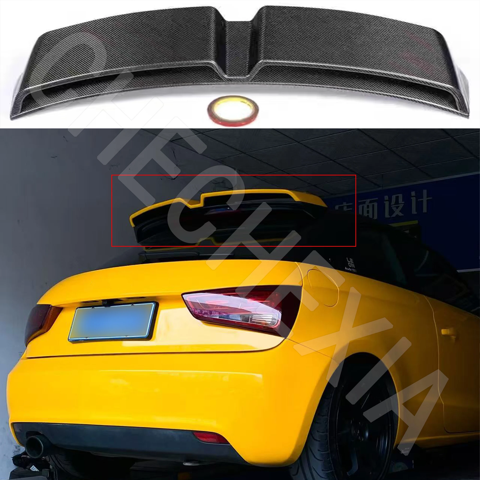 

For 2010-2014 Audi A1 Double-Layer Sport R18 Style Fiberglass Material Rear Spoiler Rear Roof Spoiler Wing Gloss Black