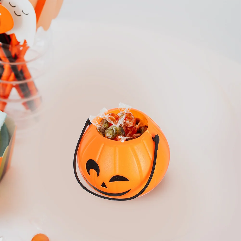 Mini seaux de citrouille portables pour Halloween, 6 pièces, pour enfants et adultes, usage décoratif, Mini seaux de citrouille d'halloween