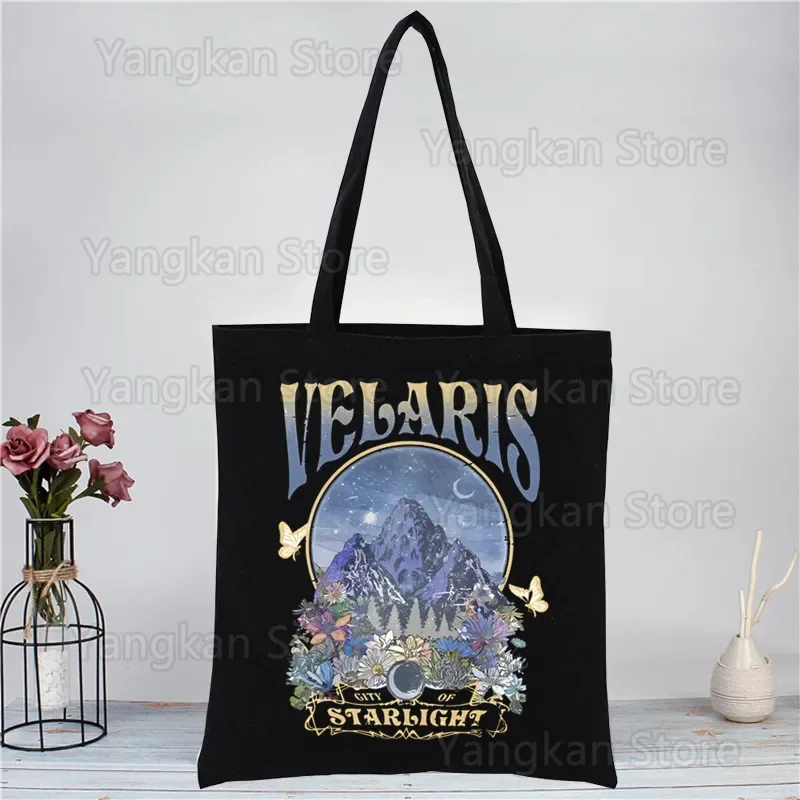

ACOTAR Original Design White Unisex Fashion Travel Canvas Bags Black Velaris City of Starlight The Night Court Shopping Bag