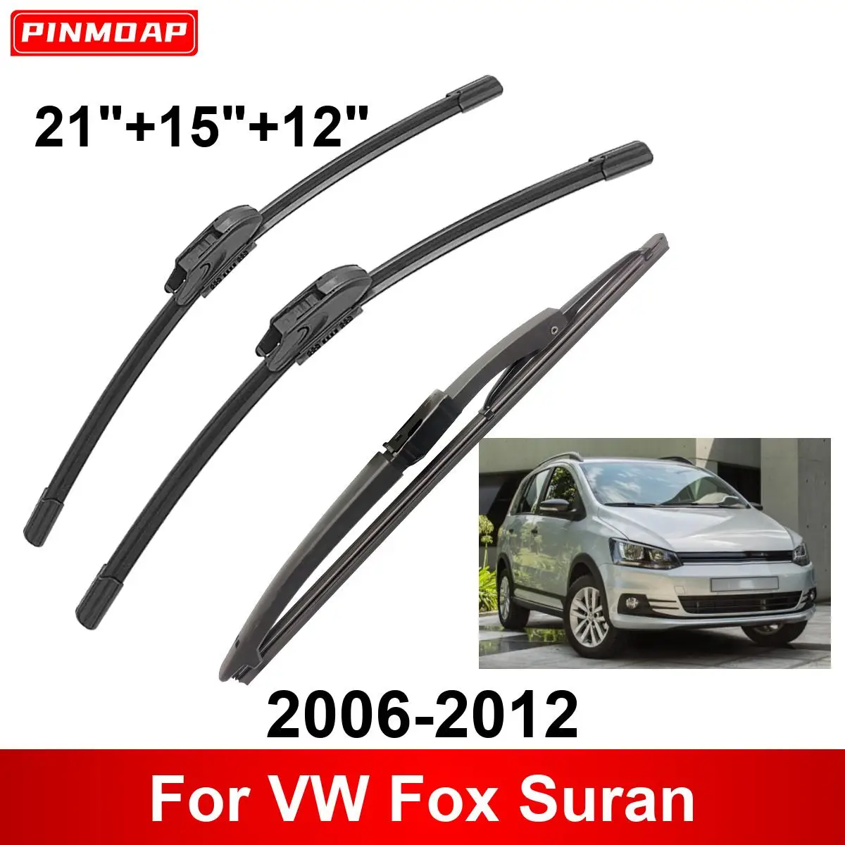 3PCS Car Wiper For VW Fox Suran 2006-2012 Front Rear Wiper Blades Brushes Cutter Auto Accessories 2007 2008 2009 2010 2011 2012