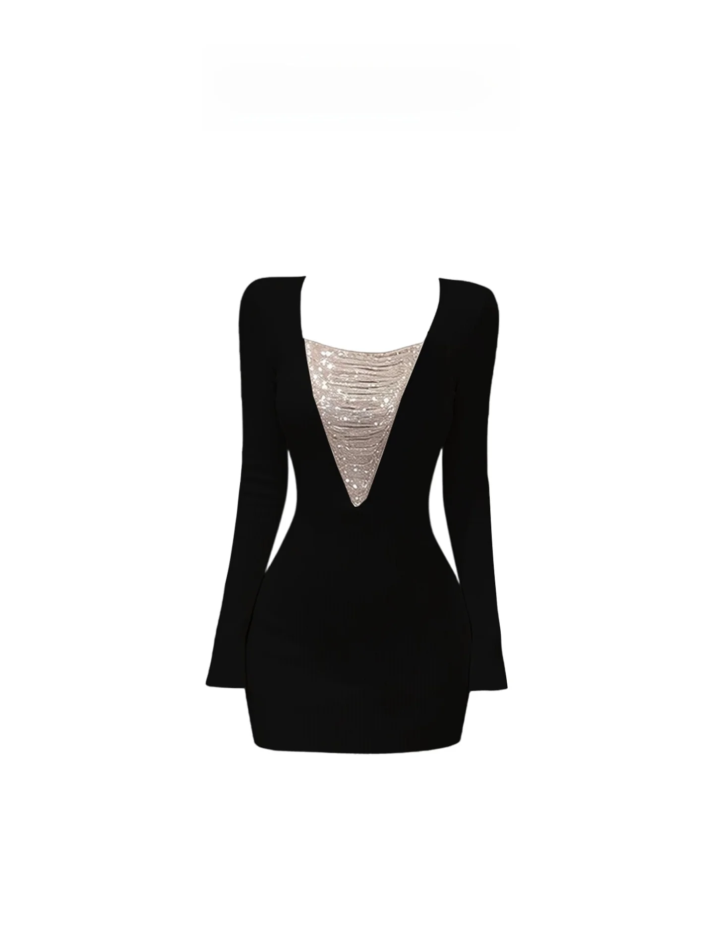 

HEZA Sexy Pure Desire с блестками в стиле пэчворк Dr, женская осенне-зимняя облегающая юбка с запахом на талии, V-ne Long Sve ort...