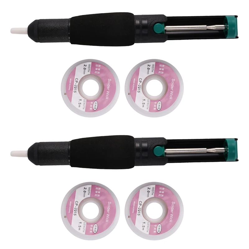 YWDZ-2X Solder Wick & Desoldering Pump Solder Sucker & Desoldering Wick 4Pcs Solder Braid (2Mm Width, 1.5M Length)