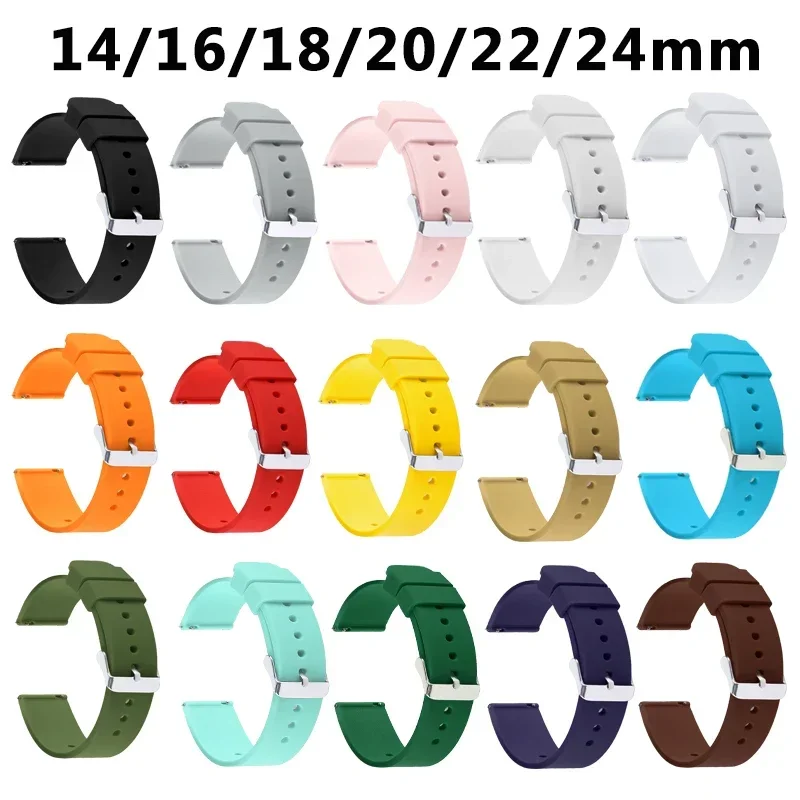 Silicone Watch Band 14mm 16mm 18mm 20mm 22mm 24mm Quick Release Universal Replace Watch Strap Soft Wristbands Sport Bracelet