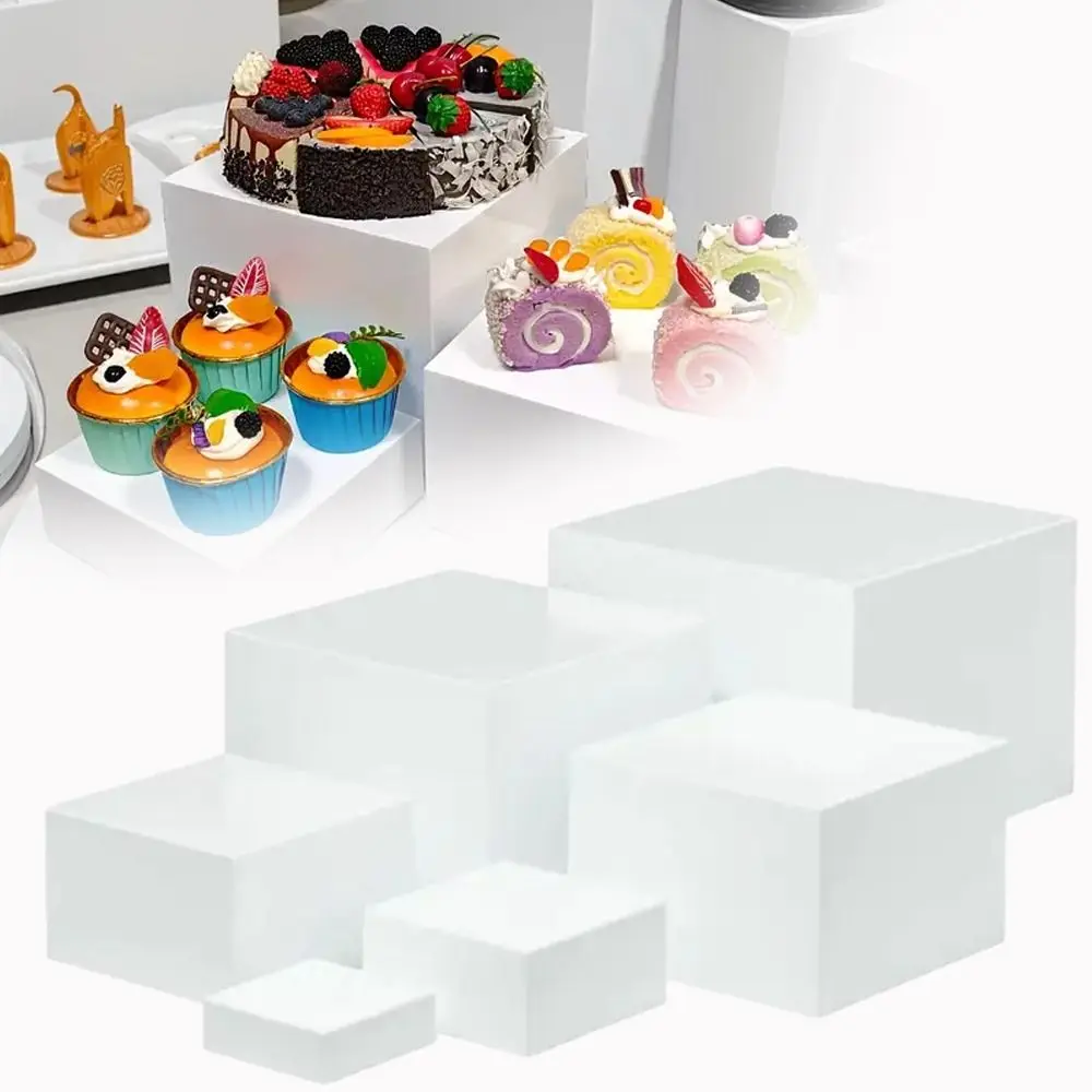 

6pcs/set Acrylic Buffet Riser Square Space Saving Desktop Display Platform Table Display Stand