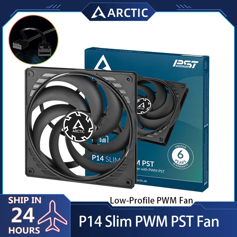 ARCTIC P14 Slim PST PWM 140mm Low-Profile Cooling Fan 12V 4Pin PWM Silent Lightweight Cooler for PC Computer Case Cooling