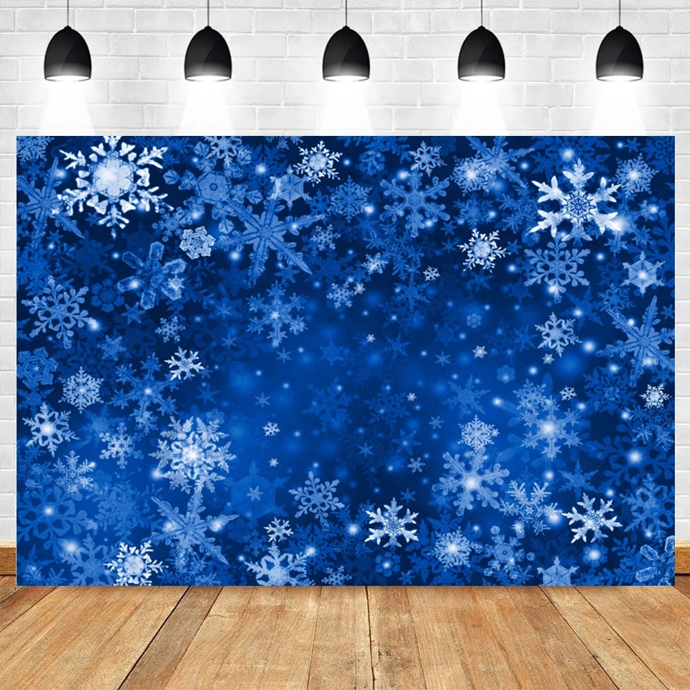 Winter Snowflake Portrait Backdrop Photography Blue and White Christmas Home Decoration Background Photozone Photo Studio Props