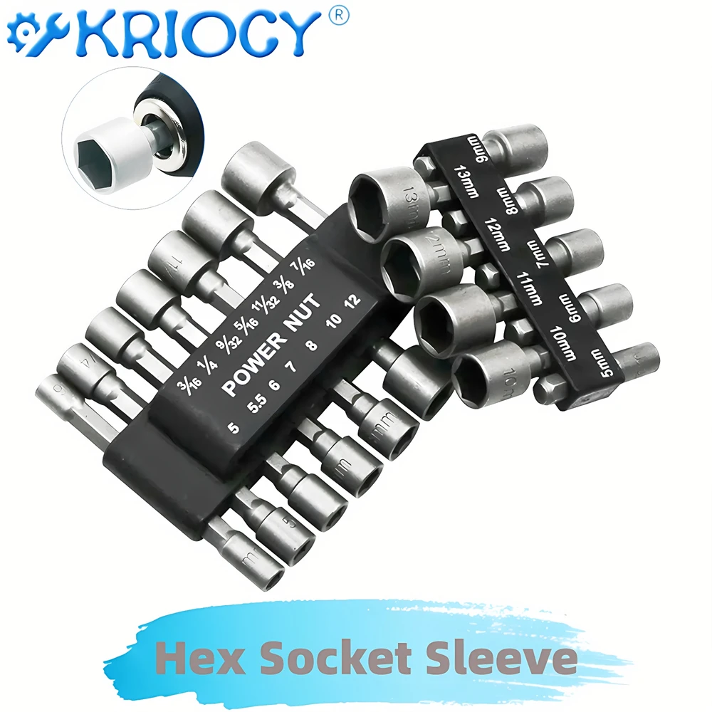 9/14pcs/set 5mm-13mm Hex Socket Sleeve Nozzles Nut Driver Set Power Nuts Driver Socket Screwdriver Set Bits Sets Tools