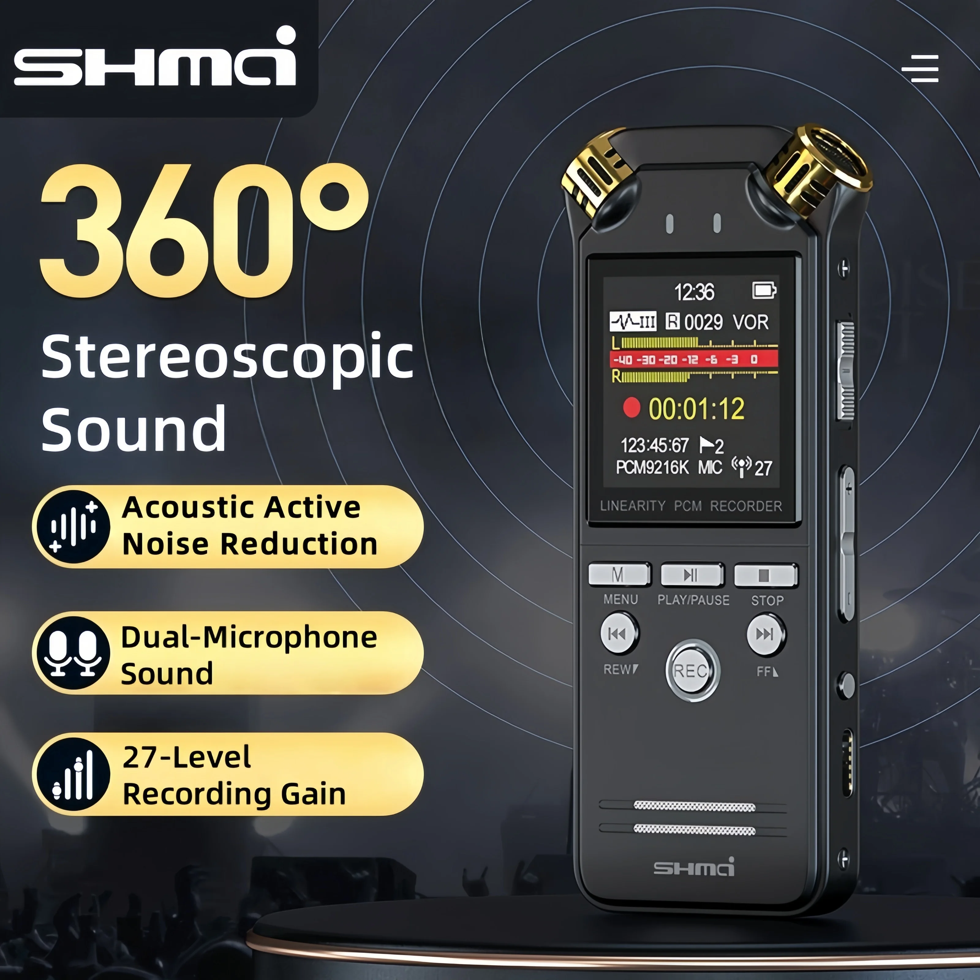 Professional Mini High Quality PCM Audio Dictaphone Dual Microphones Digital Voice-Activated USB Recorder Pen