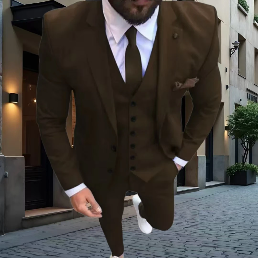 

Costume Homme Tailor Made 3 Pieces Blazer Vest Pants Terno Masculino Latest Coat Pant Designs Beige Men Suit Black Lapel